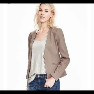 Scalloped Edge Taupe Blazer